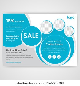 Modern Fashion Sales off Flyer template.Horizontal Flyer design. advertisement, presentation, magazine page. a4 size vector illustration. EPS 10