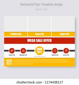 Modern Fashion Sales off Flyer template.Horizontal Flyer design. advertisement, presentation, magazine page. a4 size vector illustration. EPS 10
