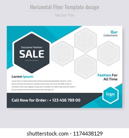 Modern Fashion Sales Off Flyer Template.Horizontal Flyer Design. Advertisement, Presentation, Magazine Page. A4 Size Vector Illustration. EPS 10
