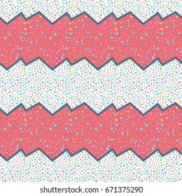Modern fashion seamless pattern. Geometric background with crowns, doodle, cartoon style. Background for textiles.