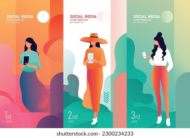 Modern Fashion Stylish Online Influencer Flyer - Vibrant Minimalistic Vector Flyer Design of Trendy Fashionistas