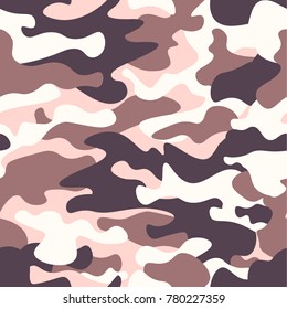 Modern fashion vector trendy camo pattern.Classic clothing style masking camo repeat print. brown black olive colors forest texture. Design element. Vector illustration.