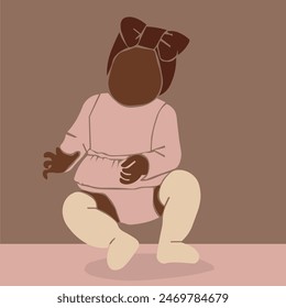 Modern Fashionable black baby in elegant line art style vector