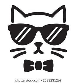 Modern and fashionable cat icon featuring bold lines and a trendy appearance, perfect for graphic designers and businesses,High-quality cat vector design with a trendy and urban style