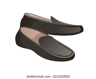 Modern fashionable female shoes with low heel glamour footwear vector illustration isolated on white background