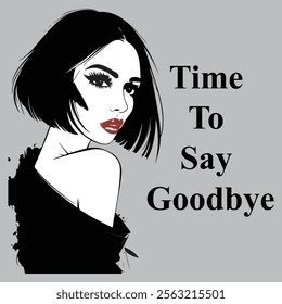 modern fashionable illustration girl Time To Say Goodbye