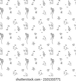 
 Modern and fashionable pattern. People's faces harmonious pattern. Women models, fashion girl background. Vector illustration drawing of faces, fashion minimalist concept, vector illustration.