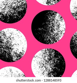 Modern, fashionable seamless pattern of big textured circles.
