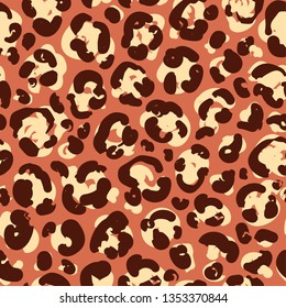 Modern, fashionable seamless pattern of leopard, cheetah skin ornament. Nature colors.