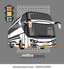 modern fast big bus transport with big horn, collectible clipart vector illustration