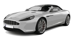 Modern Fast Car Green Style 3d Realistic Silver Style Art DBS Vanquish Vantage Design Racing Graphic Isolated White Background