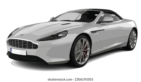 modern fast car green style 3d realistic silver style art DBS vanquish vantage design racing graphic isolated white background