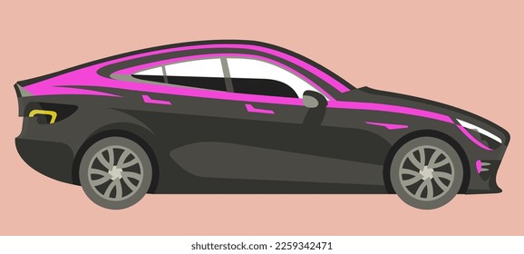 modern fast car with pink elements