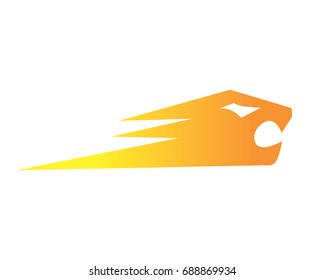 Modern Fast Flaming On Fire Abstract Lion Logo