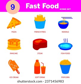 Modern Fast Food icon set editable and resizable