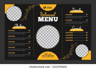 Modern Fast Food Menu Design Template For Restaurant And Café. Food Trifold Menu Brochure