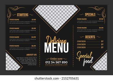 Modern Fast Food Menu Design Template For Restaurant And Café. Food Trifold Menu Brochure