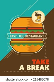 Afiche moderno de comida rápida. Ilustración vectorial.