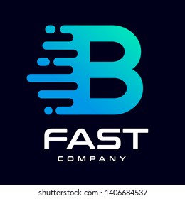Modern Fast letter B vector logo. This font with speed or moving symbol and blue color. Suitable for motion, sport, delivery business and alphabet.