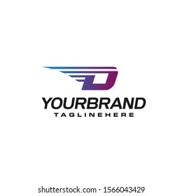 Modern Fast letter D vector logo with speed or moving element. Suitable for motion, sport, delivery business.