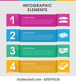 Modern fat infographic template. infographic design with fat icons includes sausage, beef. can be used for presentation, diagram, annual report, web design.