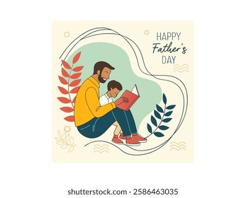 Modern Father's Day Greeting Card Design with Stylish Typography and Festive Elements