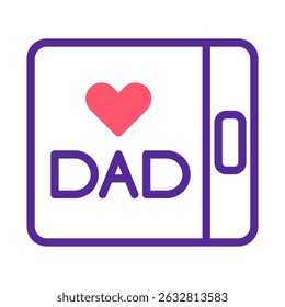 Modern father's day icon with heart and dad text in clean design theme