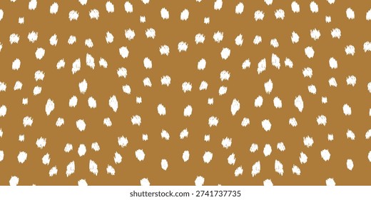 Modern Fawn Print Seamless Vector Pattern Featuring Dense Bambi Style Deer Spots on Warm Brown Background, Trendy Animal Texture for Fabric and Decor