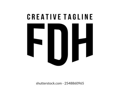 Moderno Vector de letras FDH, diseño de logotipo de creador de contenido, fondo blanco.