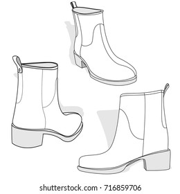 modern female ankle boots isolated on white