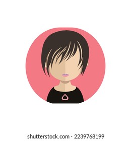 Modern female avatar vector icon with a circle vector template on white background