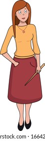 Modern female teacher with a pointer