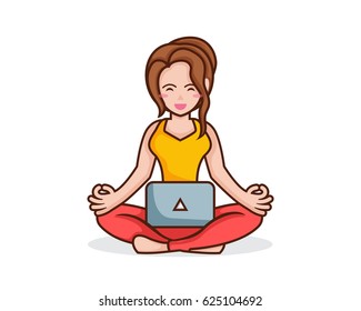 Modern Female Yoga Logo Illustration