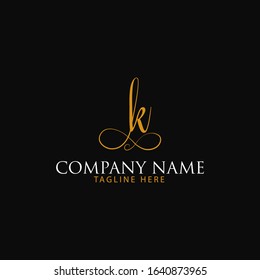 Modern, feminine and luxury logo with letter K combine with the infinity symbol in script style