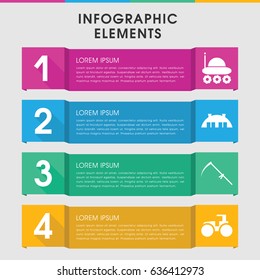 Modern field infographic template. infographic design with field icons includes tractor, scythe. can be used for presentation, diagram, annual report, web design.