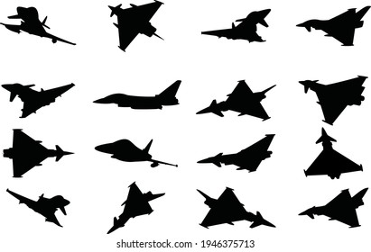 ilustraciones modernas del vector de aviones de combate sobre un fondo blanco
