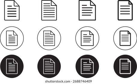 Modern File Document Icons Minimal Paper Outline Vector Pack
