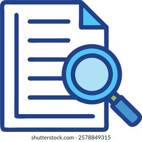 Modern File and Magnifier Icon for Web Use