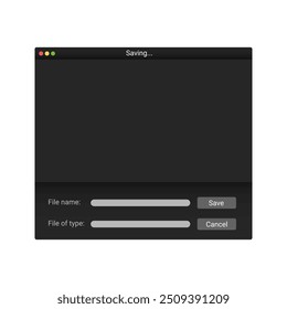 Modern file manager system in dark style on screen. Explorer window in black color.