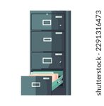 Modern filing cabinet drawer icon isolated