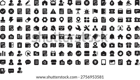 A modern filled icons set featuring uniform solid design. Highly visible and perfect for UI interfaces, mobile apps, websites, and dashboards, especially for primary actions or selected states. The icons are clean, clear, and highly scalable for easy integration.