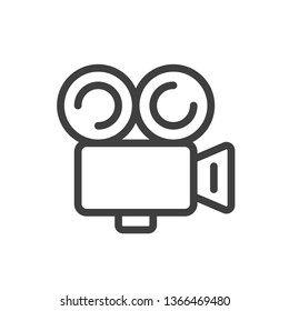 Modern Film Camera Icon. Simple Design. Vector Lines