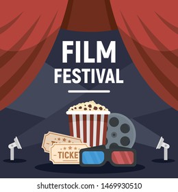 Modern film festival concept banner. Flat illustration of modern film festival vector concept banner for web design