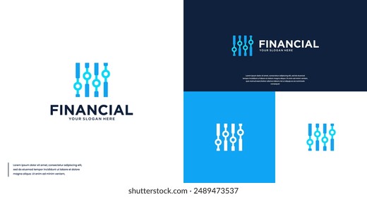 logotipo moderno del diagrama financiero, crecimiento económico, Diseño gráfico del logotipo.