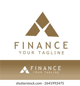 Modern finance logo with abstract triangular shapes forming an upward-pointing arrow, symbolizing growth, progress, and stability. Perfect for investment firms or financial service brands