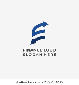 Logotipo da Modern Finance com letra E e direção de seta