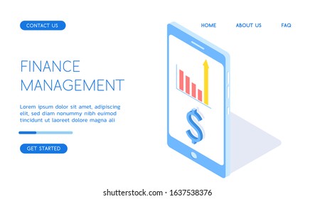 Modern Finance Management vector isometric technology illustration.