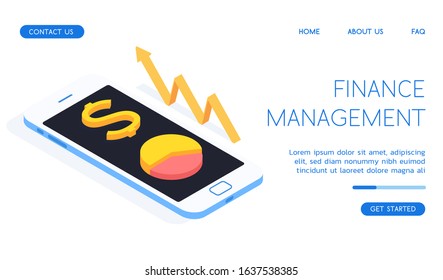 Modern Finance Management vector isometric technology illustration.