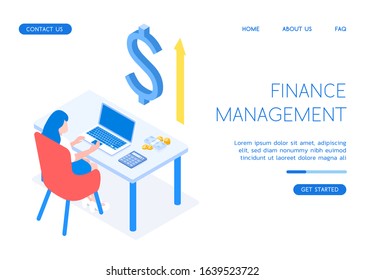 Modern Finance Management vector isometric technology illustration.