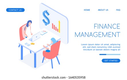 Modern Finance Management vector isometric technology illustration.